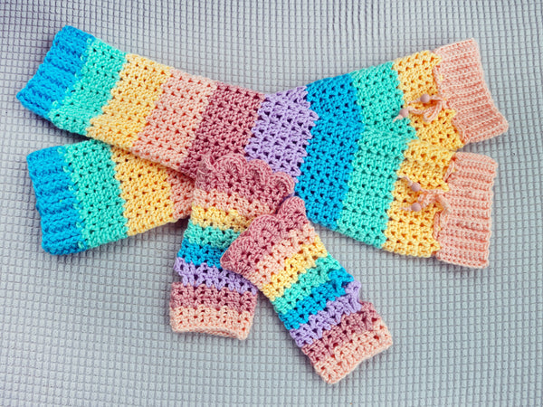 Girls' Leg & Wrist Warmers Set. PATTERN ONLY