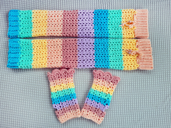 Girls' Leg & Wrist Warmers Set. PATTERN ONLY