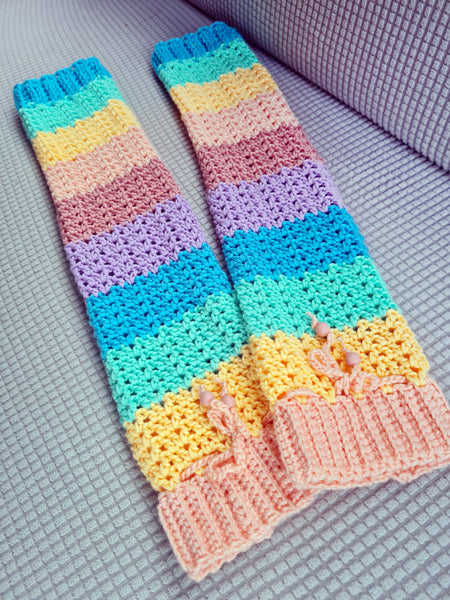 Girls' Leg & Wrist Warmers Set. PATTERN ONLY